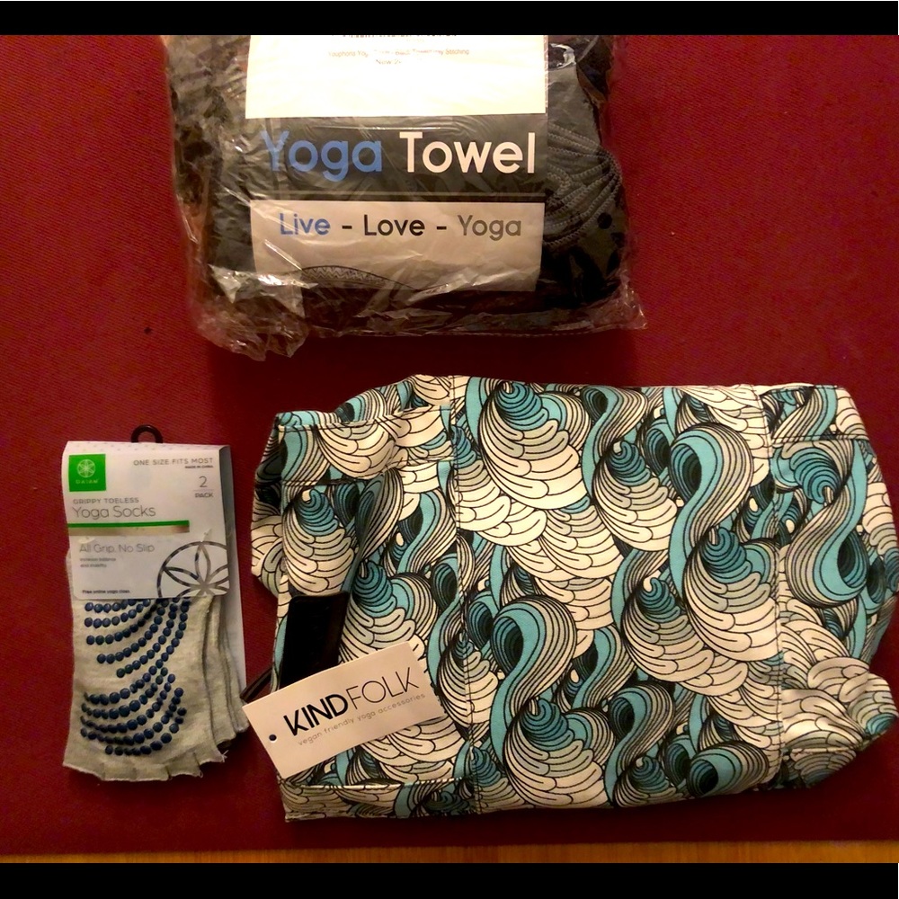 NWT Yoga towel, socks, mat bag